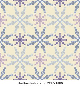 Seamless background with decorative snowflakes. Textile rapport.