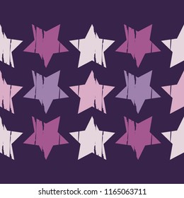 Seamless background with decorative stars.  Brushwork. Hand hatching. Stars in the sky. Scratches texture. Textile rapport.