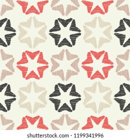 Seamless background with decorative stars. Brushwork. Hand hatching. Stars in the sky. Scratches texture. Can be used for wallpaper, textile, invitation card, wrapping, web page background.