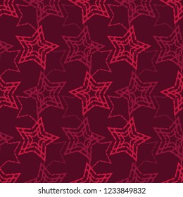 Seamless background with decorative stars. Brushwork. Hand hatching. Stars in the sky. Scratches texture. Can be used for wallpaper, textile, invitation card, wrapping, web page background.