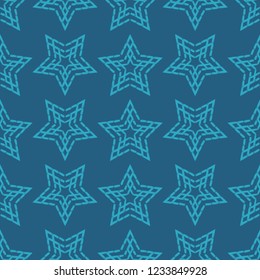 Seamless background with decorative stars. Brushwork. Hand hatching. Stars in the sky. Scratches texture. Can be used for wallpaper, textile, invitation card, wrapping, web page background.