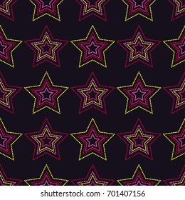 Seamless background with decorative stars. Dots texture. Textile rapport.
