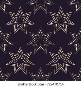 Seamless background with decorative stars. Dots texture. Textile rapport.