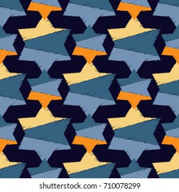 Seamless background with decorative stars. Scribble texture. Textile rapport.