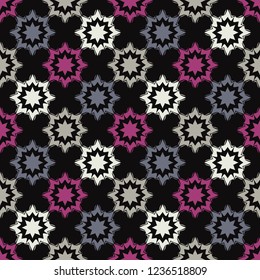 Seamless background with decorative stars. Stars in the sky. Scratches texture. Can be used for wallpaper, textile, invitation card, wrapping, web page background.