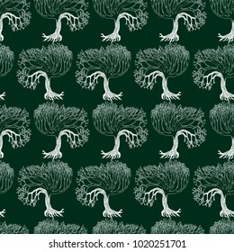Seamless background of the decorative trees