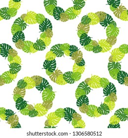 Seamless background with decorative Tropical palm leaves. Monstera. Can be used for wallpaper, textile, invitation card, wrapping, web page background.
