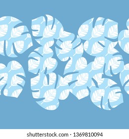 Seamless background with decorative Tropical palm leaves. Monstera. Vector illustration. Can be used for wallpaper, textile, invitation card, wrapping, web page background.