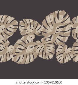 Seamless background with decorative Tropical palm leaves. Monstera. Vector illustration. Can be used for wallpaper, textile, invitation card, wrapping, web page background.