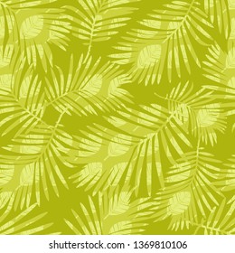 Seamless background with decorative Tropical palm leaves. Monstera. Vector illustration. Can be used for wallpaper, textile, invitation card, wrapping, web page background.