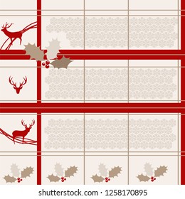 Seamless background with deer and leaf
