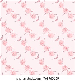 Seamless background with delicate little roses in pastel colors. Vector drawing can be used for festive packaging, posters, textiles for Valentine's Day, Birthday, Wedding.
