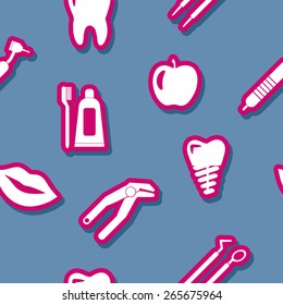 Seamless background with dental symbols for your design