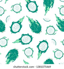 Seamless background depicting an exotic 
pitahaya fruit