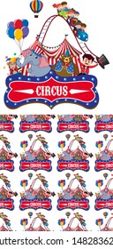 Seamless background design with animals at the circus illustration