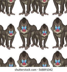 Seamless background design with baboons illustration