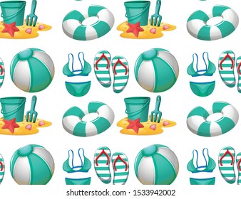 Seamless background design with beach toys illustration