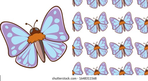 Seamless background design with beautiful moth illustration