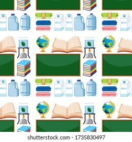 Diseño de fondo sin problemas con pizarra e ilustración de contenedores