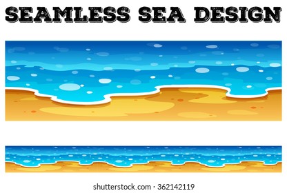 Seamless background design with blue ocean illustration