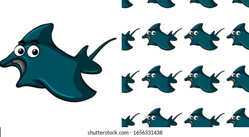 Seamless background design with blue stingray illustration