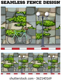 Seamless background design with brick fence illustration