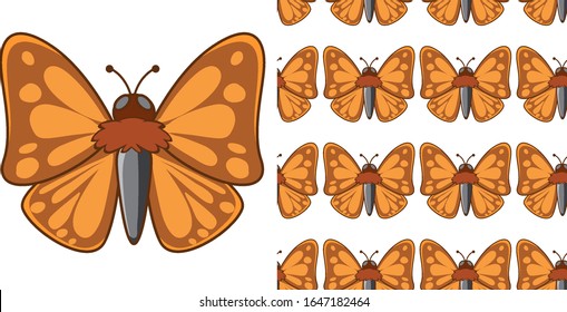 Seamless background design with brown moth illustration