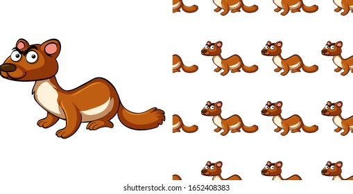 Seamless background design with brown otter illustration