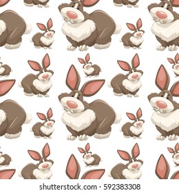 Seamless background design with brown rabbits illustration