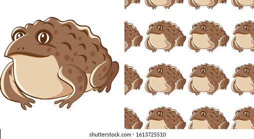 Seamless background design with brown toad illustration