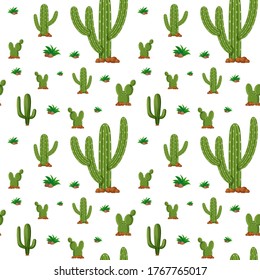 Seamless background design with cactus plants illustration