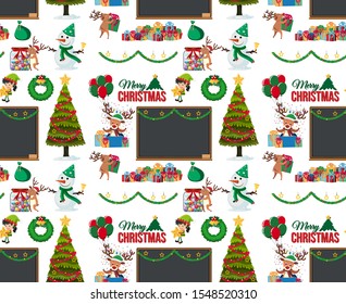 Seamless background design with christmas elements illustration