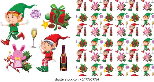 Seamless background design with christmas theme illustration