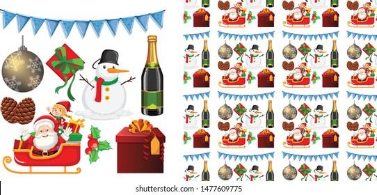 Seamless background design with christmas theme illustration