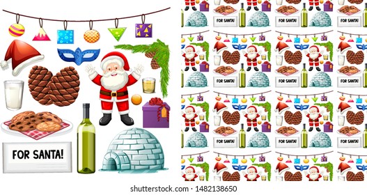 Seamless background design with christmas theme illustration