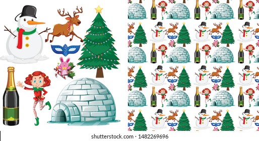 Seamless background design with christmas theme illustration