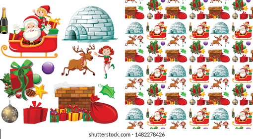 Seamless background design with christmas theme illustration