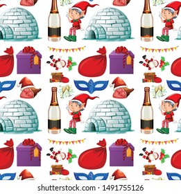 Seamless background design with christmas theme illustration