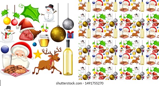 Diseño de fondo perfecto con ilustración de tema navideño