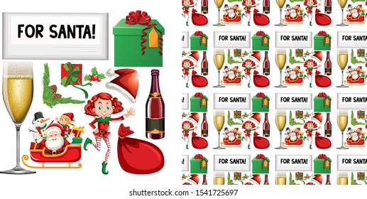 Seamless background design with christmas theme illustration
