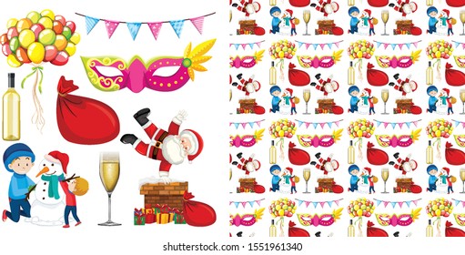 Seamless background design with christmas theme illustration