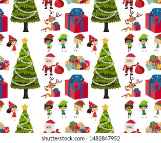 Seamless background design with christmas tree illustration