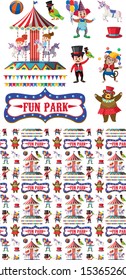Seamless background design with circus animals illustration