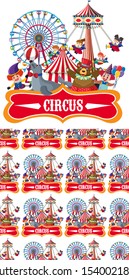 Seamless background design with circus rides illustration