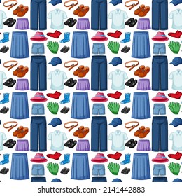 Seamless background design with cloth theme on white background illustration