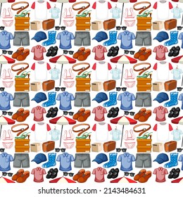 Seamless background design with cloth theme on white background illustration