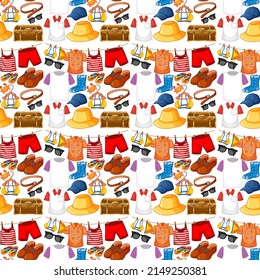 Seamless background design with cloth theme on white background illustration