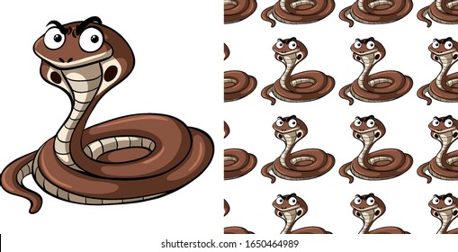 Seamless background design with cobra snake illustration