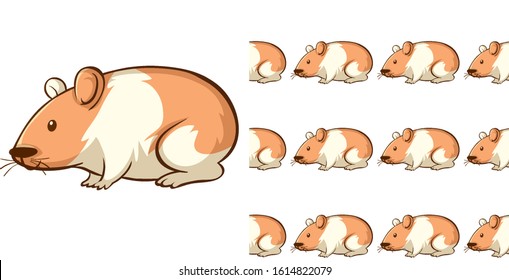 Nahtloses Hintergrunddesign mit süßer Hamstergrafik