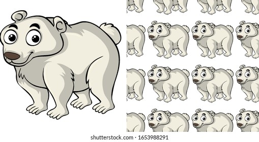 Seamless background design with cute polar bear illustration
